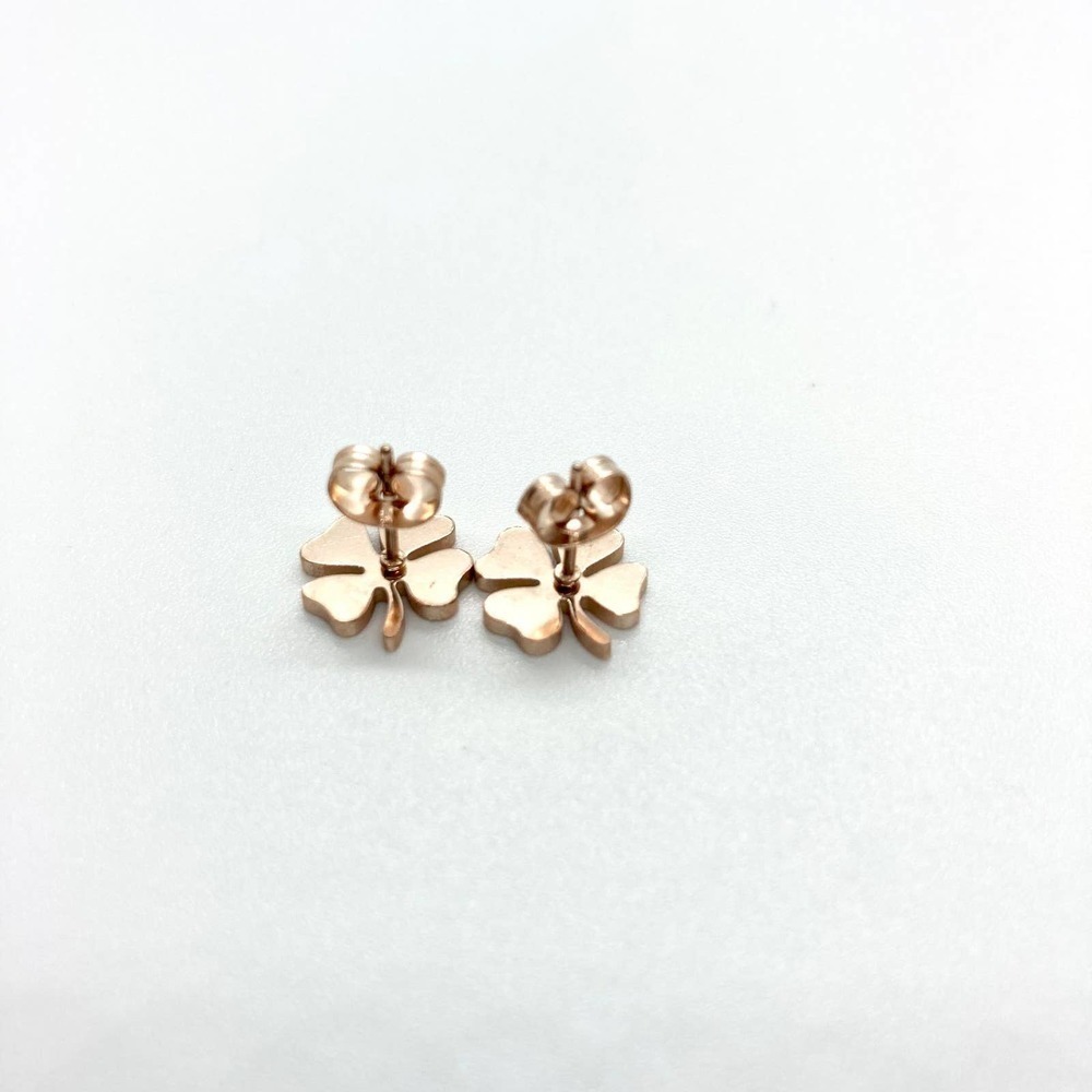 Rose Gold Four Leaf Clover Earring Pair - Picture 7 of 9